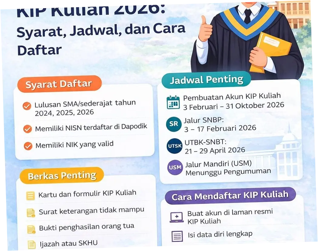 Pendaftaran KIP Kuliah 2026: Syarat, Jadwal, dan Cara Daftar Lengkap
