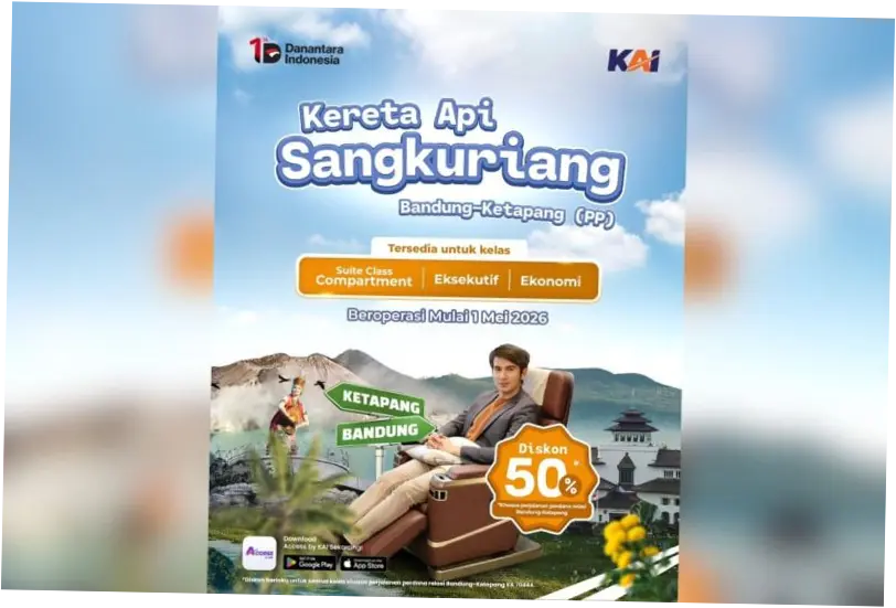 Diskon Tiket KA Sangkuriang, Rute Baru Bandung-Ketapang Mulai 1 Mei