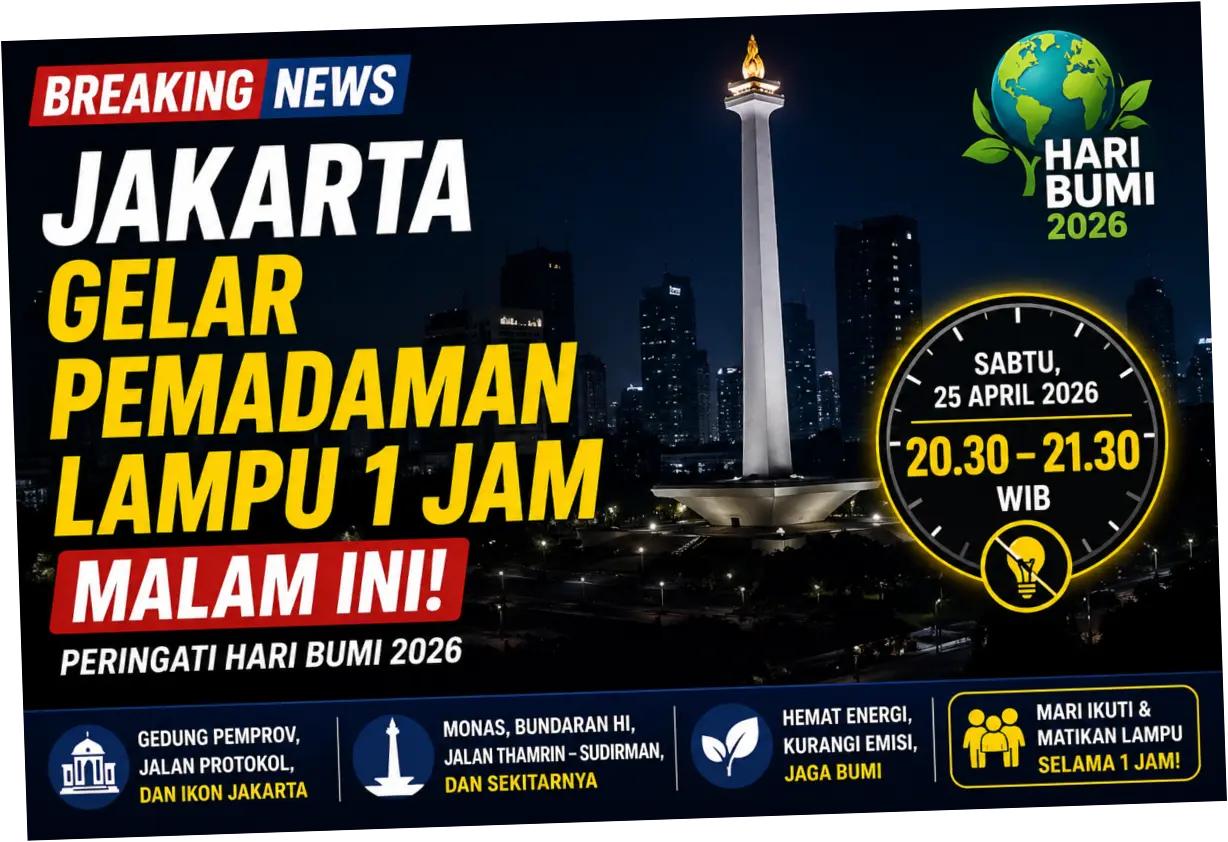 Pemadaman Lampu 1 Jam di Jakarta Malam Ini, Simak Lokasinya