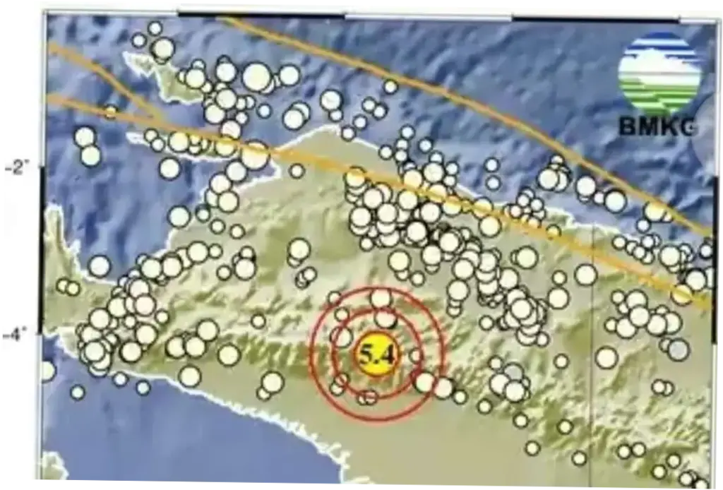 Gempa M 5,4 Guncang Pegunungan Bintang