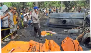 Polda Sumsel Olah TKP Kecelakaan Bus ALS, Temukan Tabung Gas hingga 2 Motor