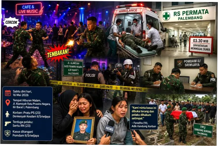 Prajurit TNI Tewas Ditembak Rekannya di Kafe Palembang