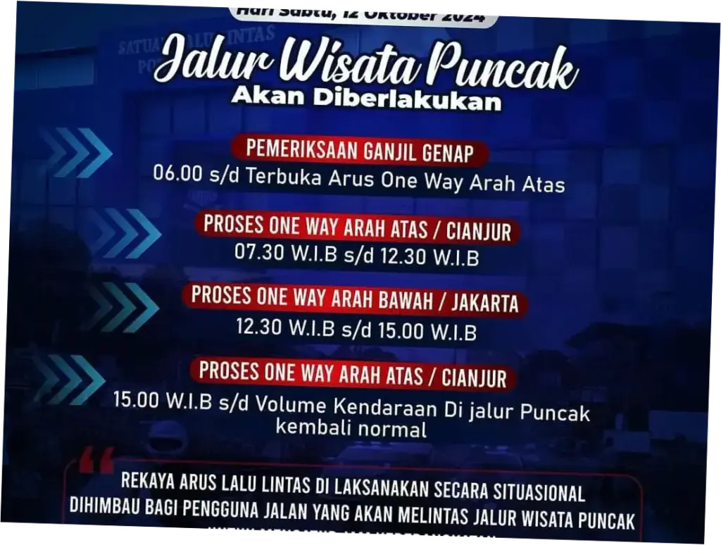 Catat! Puncak Bogor One Way Saat Libur Tahun Baru Islam Besok