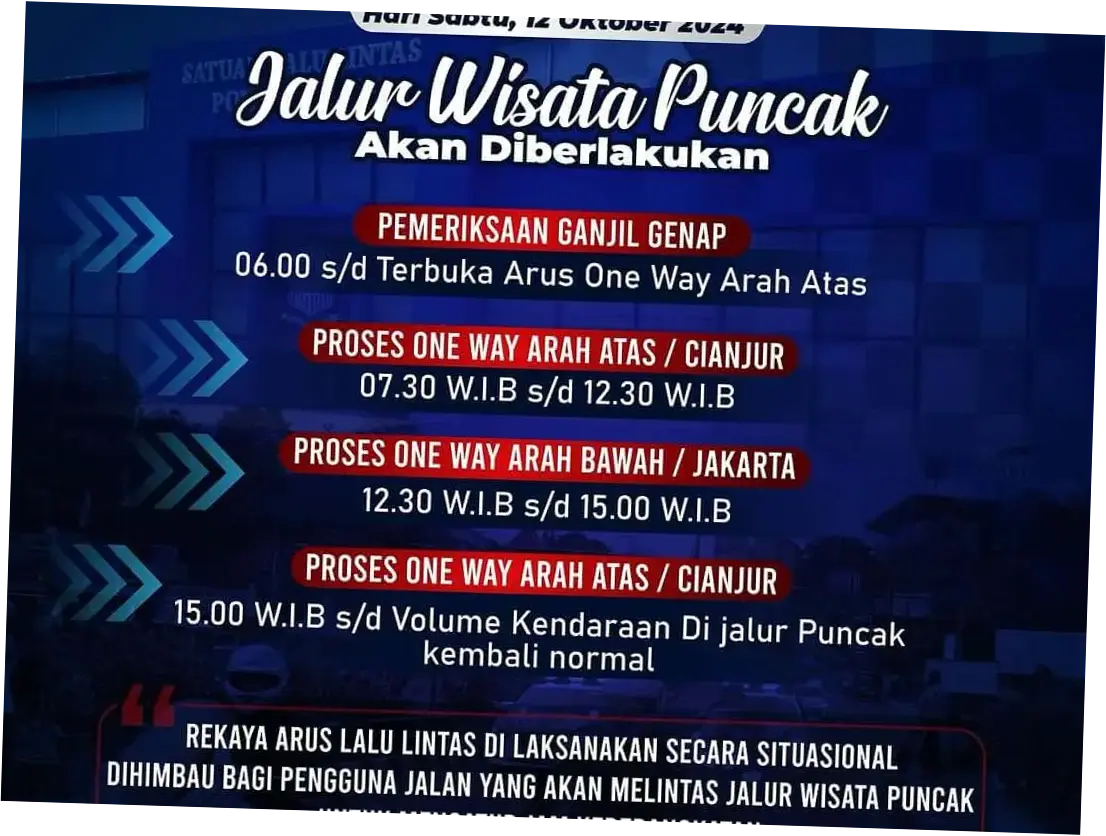 Catat! Puncak Bogor One Way Saat Libur Tahun Baru Islam Besok