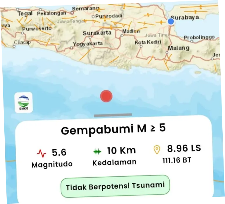 Gempa M 5,6 Guncang Pacitan Jatim