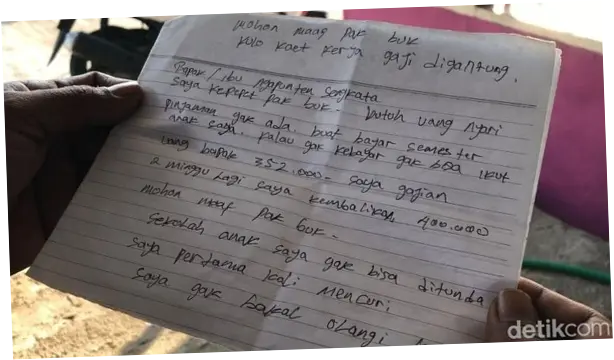 Maling Toko di Mojokerto Tinggalkan Surat Permintaan Maaf, Ini Isinya