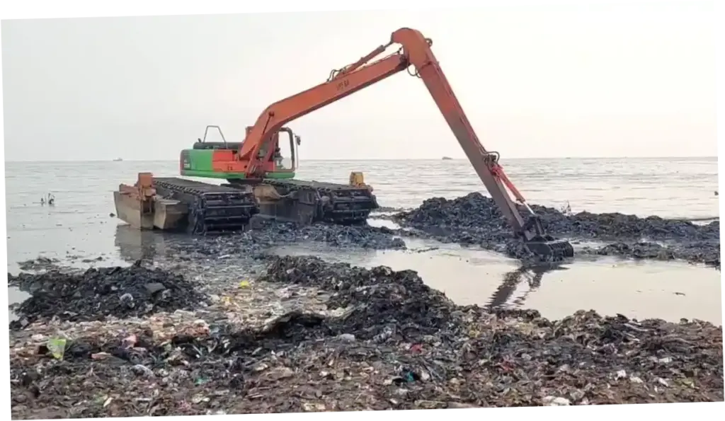 Pembersihan Pulau Sampah di Muara Angke Jakut, 8,8 Ton Sampah Diangkut