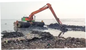 Pembersihan Pulau Sampah di Muara Angke Jakut, 8,8 Ton Sampah Diangkut