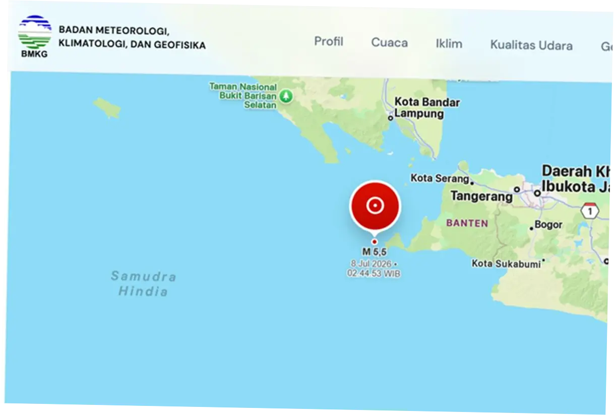 Gempa M 5,5 Terjadi di Banten, Tak Berpotensi Tsunami