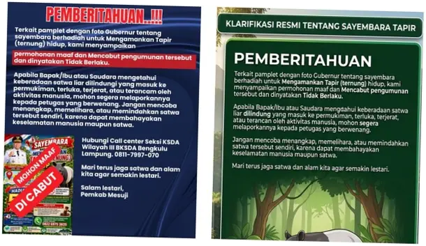 Sayembara Tangkap Tapir Hidup-hidup di Mesuji Berhadiah Rp 50 Juta Dibatalkan